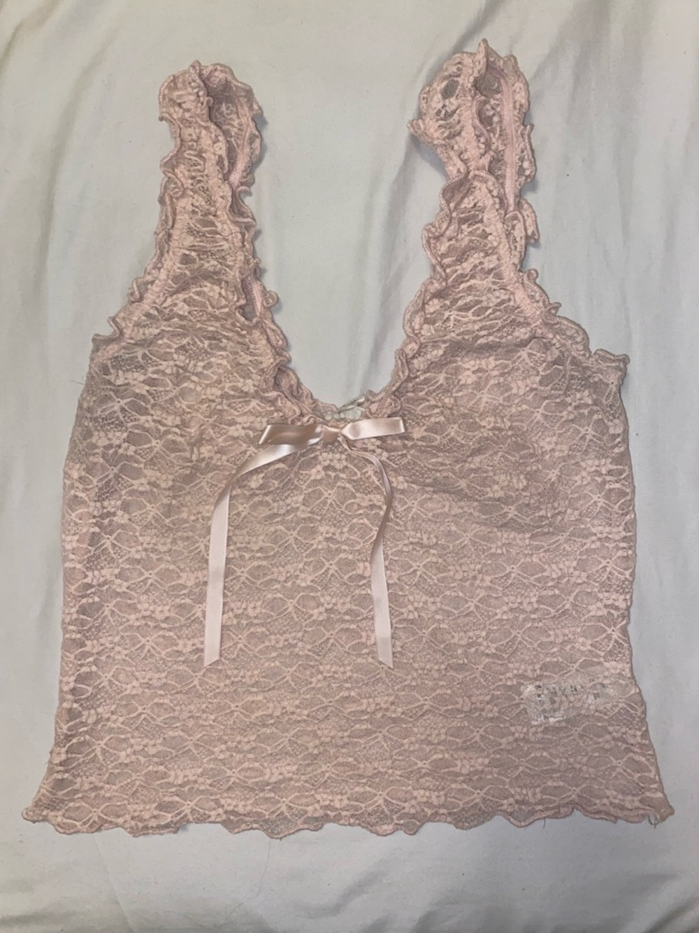 Pink Lace Mesh Tank Top